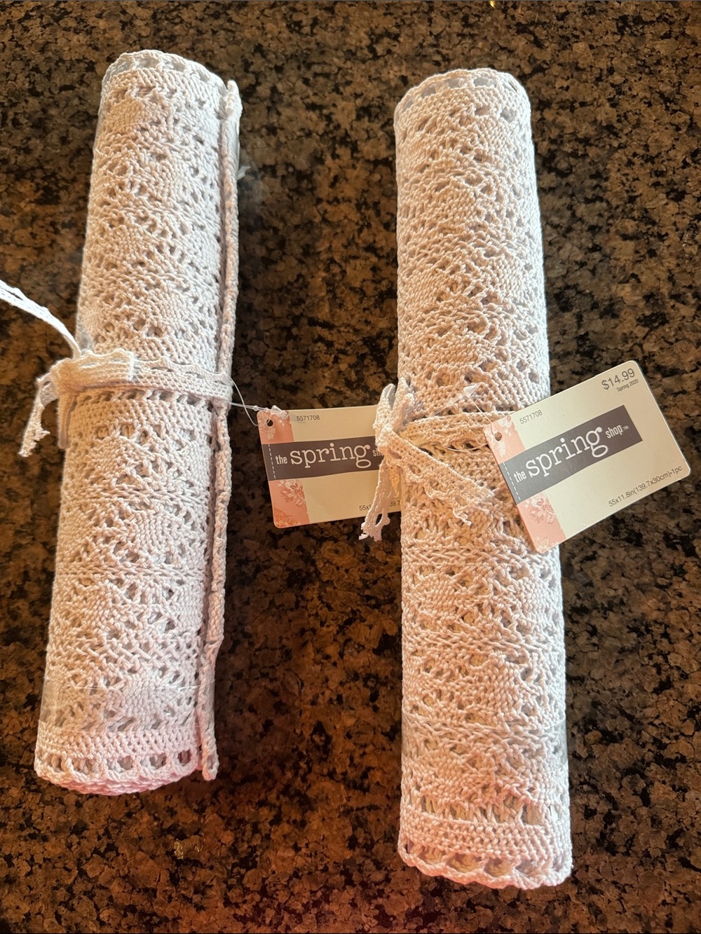 The Spring Decorative Cotton Lace Rolls.  Set  of 2 - white